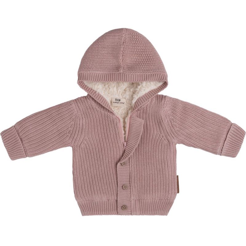 Gilet à capuche en teddy coton bio Soul vieux rose (1 mois) Baby's Only