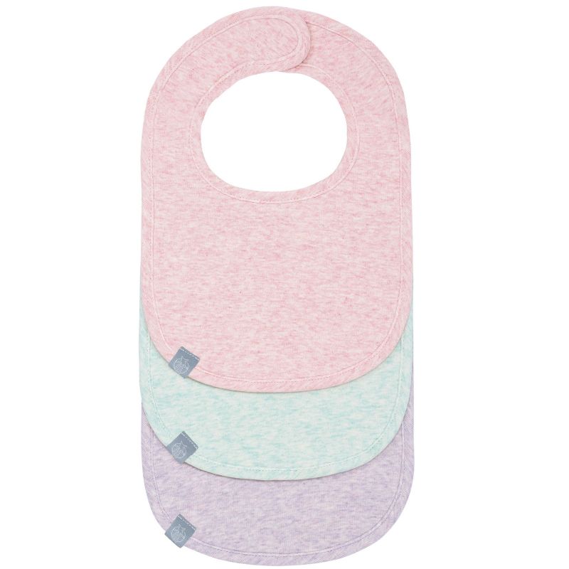Lot de 3 bavoirs à velcro chiné rose, vert d'eau, lilas Lässig