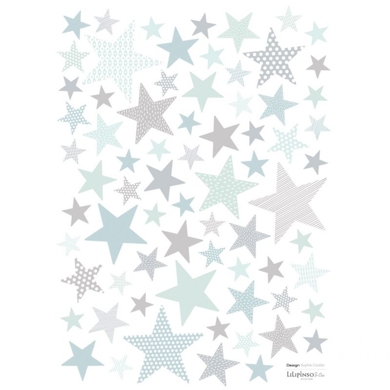 Stickers A3 étoiles skylight My super star by Sophie Cordier (29,7 x 42 cm) Lilipinso