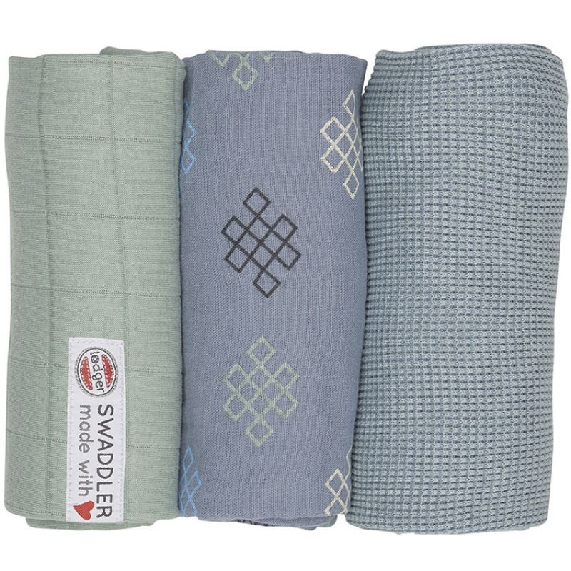 Lot de 3 langes Empire bleu et vert d'eau (70 x 70 cm) Lodger
