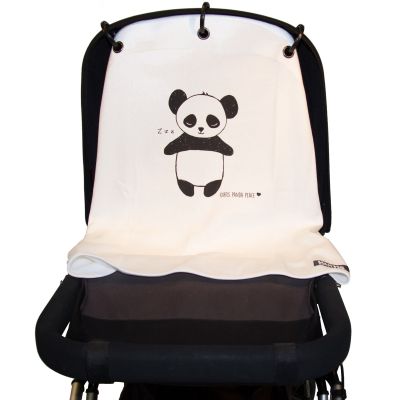 Protection pour poussette Baby Peace coton bio Panda noir et blanc Kurtis