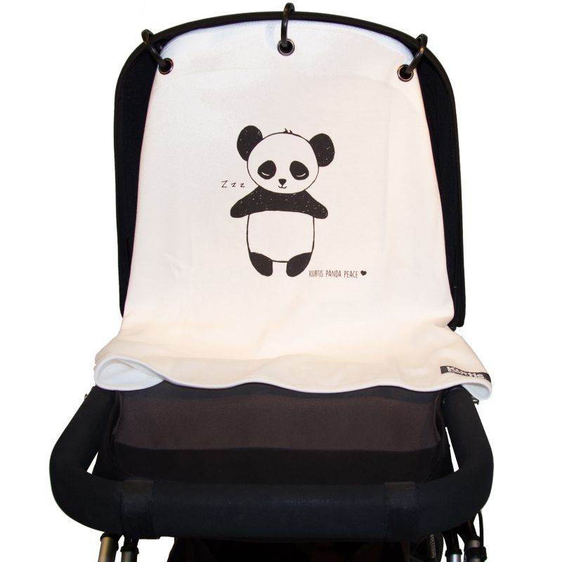 Protection pour poussette Baby Peace coton bio Panda noir et blanc Kurtis