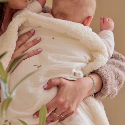 Couverture en mousseline et sherpa Blanc (75x100 cm)