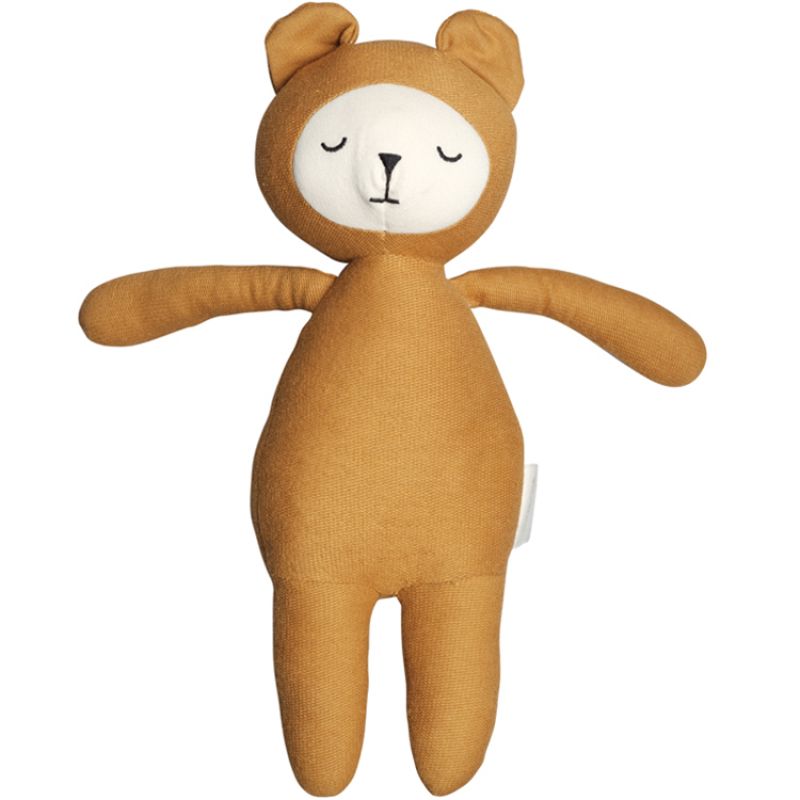 Peluche en coton bio ours ocre Buddy (28 cm) Fabelab
