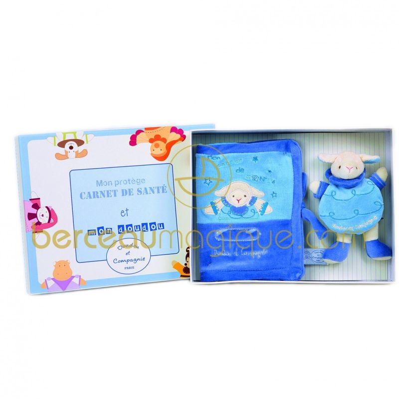 Coffret protège carnet de Santé et doudou Gaston le mouton Doudou et Compagnie