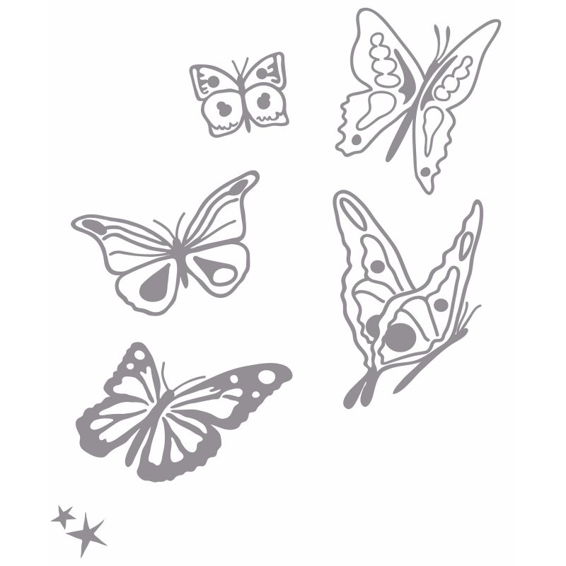 Stickers mural Les papillons Argent (25 x 35 cm) Mimi'lou