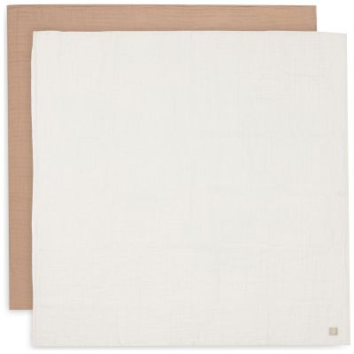 Lot de 2 maxi-langes en coton Biscuit-Ivory (115 x 115 cm) - Reconditionné Jollein