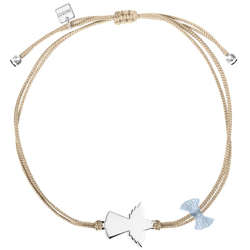 Bracelet cordon beige Spirit ange (argent 925°) Coquine