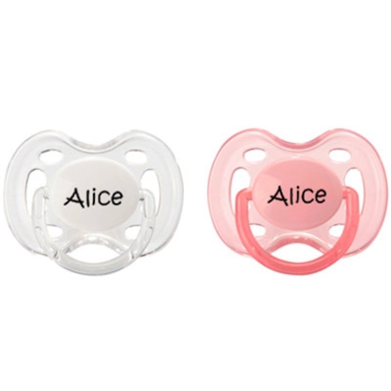 Lot de 2 sucettes anatomiques personnalisables Avent rose et blanc (0-6 mois) Baby Tute
