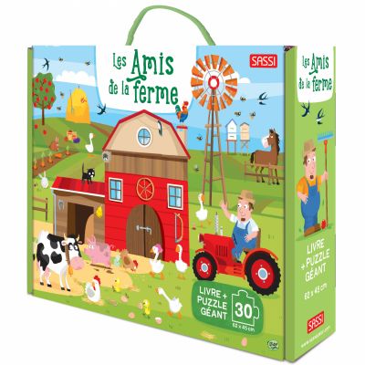 Livre + puzzle géant Les amis de la ferme (30 pièces) Sassi Junior