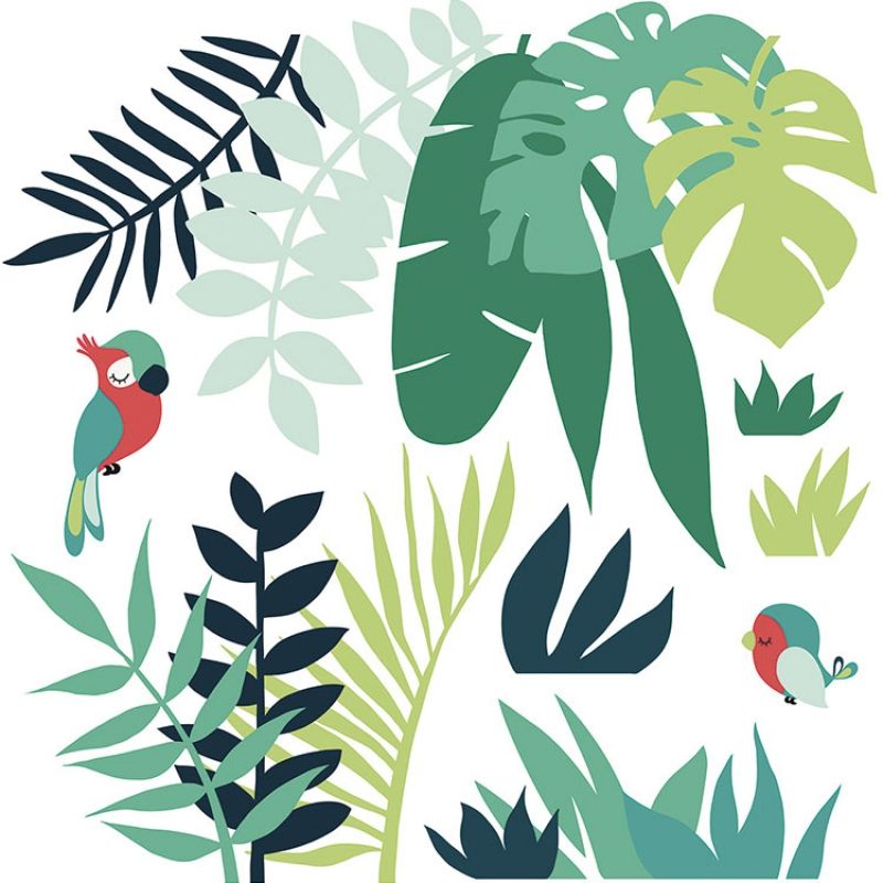 Grand sticker feuilles tropicales (120 x 122 cm) Lilipinso