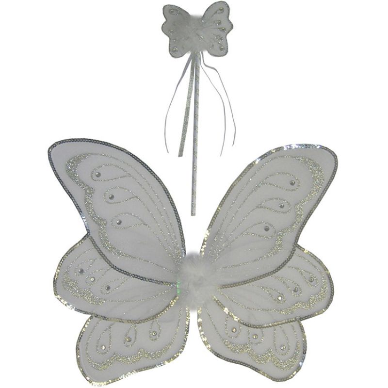 Ailes et baguette de fée blanches Travis Designs