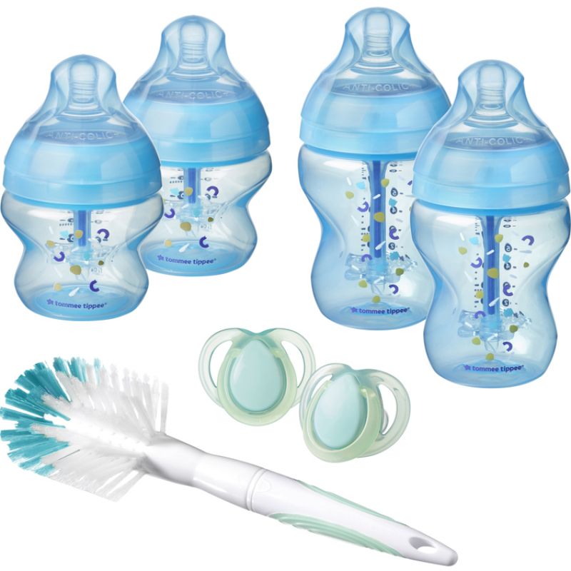 Coffret naissance sucette et biberon anti-colique avancé bleu Tommee Tippee