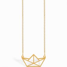 Collier chaîne 40 cm pendentif Origami bateau 20 mm (vermeil doré)  par Coquine