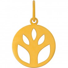 Mini médaille Ligne Création main de Fatma feuille 10 mm (or jaune 750°)  par Yade