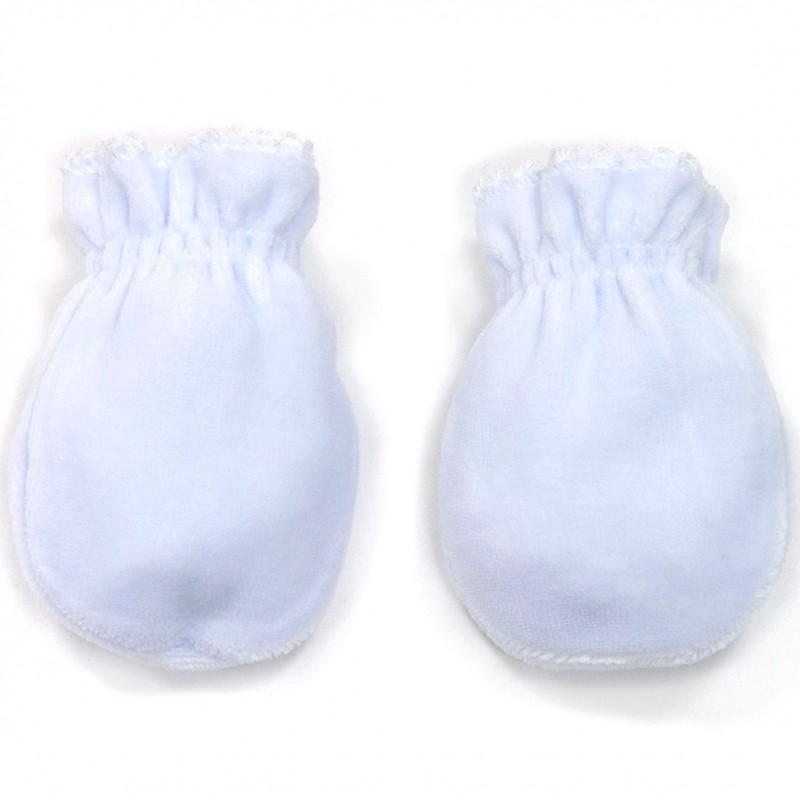 Moufles de naissance velours en coton bleu Cambrass