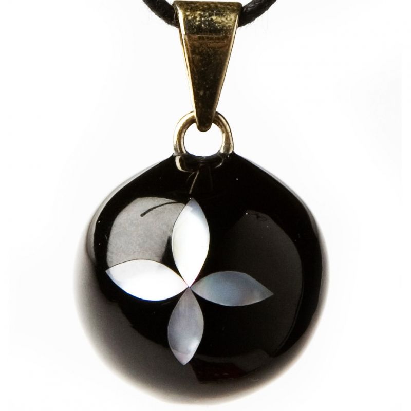 Bola noir nacré fleur Bola
