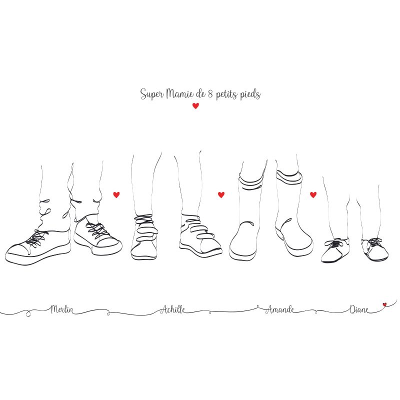 Affiche Mamie et petits pieds A4 (personnalisable) Minoé