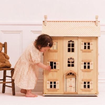 Grande maison de poupée couleur bois naturel FSC