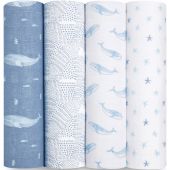 Lot de 4 maxi langes en coton bio oceanic (120 x 120 cm)