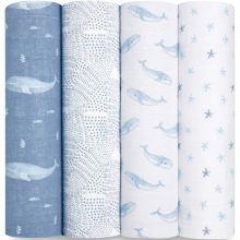 Lot de 4 maxi langes en coton bio oceanic (120 x 120 cm)  par aden + anais