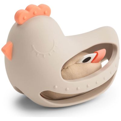 Jouet dentition et préhension avec hochet Clucky Sable