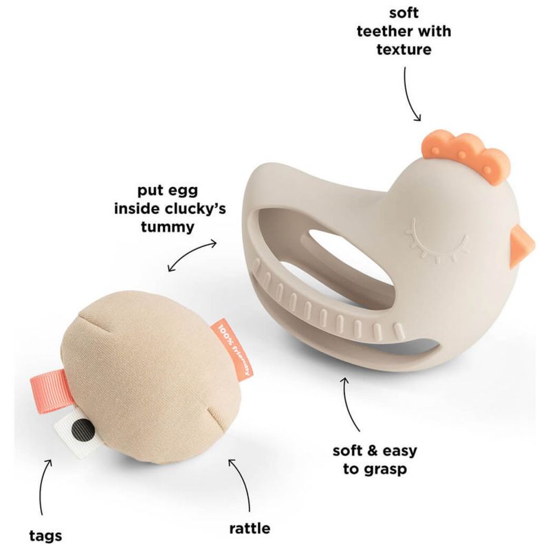 Jouet dentition & préhension avec hochet Clucky Sable Done by Deer Produit 5