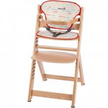 Chaise haute évolutive en bois Timba Natural Red Lines avec coussin  par Safety 1st