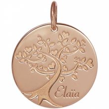 Médaille de naissance Arbre de vie Elaïa personnalisable 17 mm (or rose 750°)  par Je t'Ador