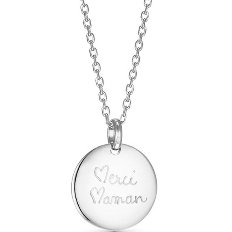 Collier Merci Maman personnalisable (argent 925°) Merci Maman