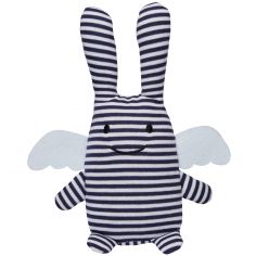 Hochet peluche Ange lapin marinière + pochette en coton - Trousselier