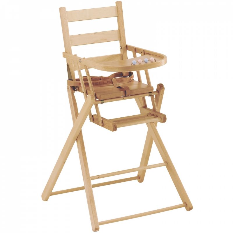 Chaise haute pliante Sarah en bois massif vernis naturel Combelle