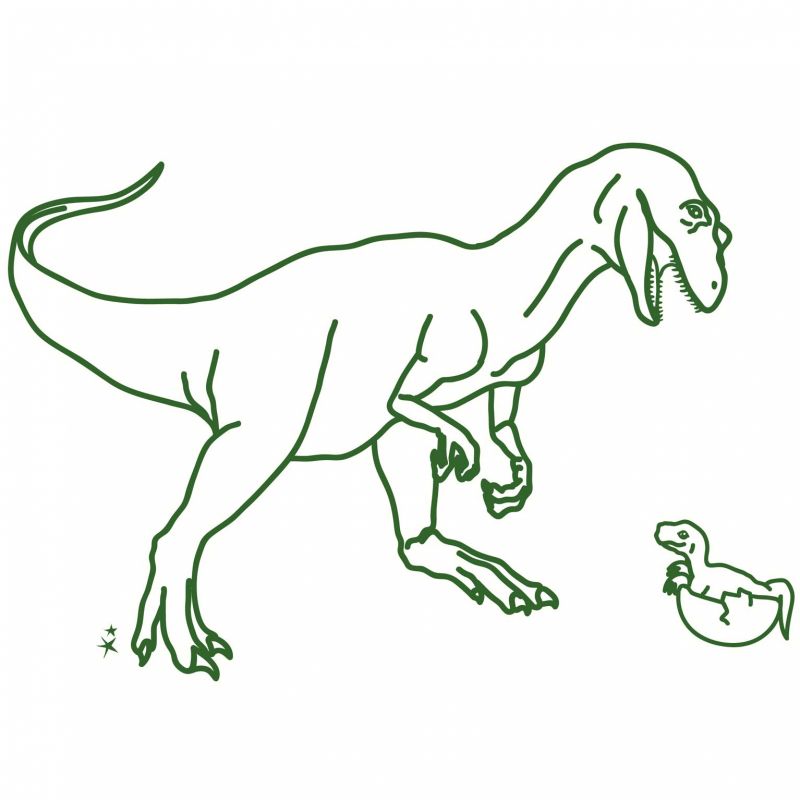 Sticker mural Dino kaki (35 x 45 cm) Mimi'lou