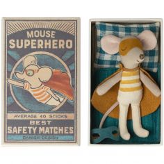Souris Super héros Petit Frère et sa boîte assortie - Maileg