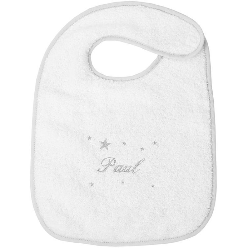 Bavoir à velcro étoile gris (personnalisable) ANVIE