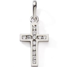 Pendentif Croix zirconium 1,5 cm (or blanc 750°)  par Baby bijoux