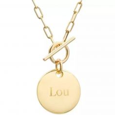 Collier chaîne médaille personnalisable (plaqué or)