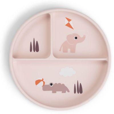 Assiette à compartiments Stick&Stay Playground Rose  par Done by Deer