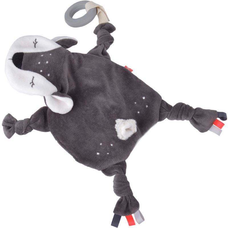 Doudou de dentition en coton bio Faon gris Kikadu
