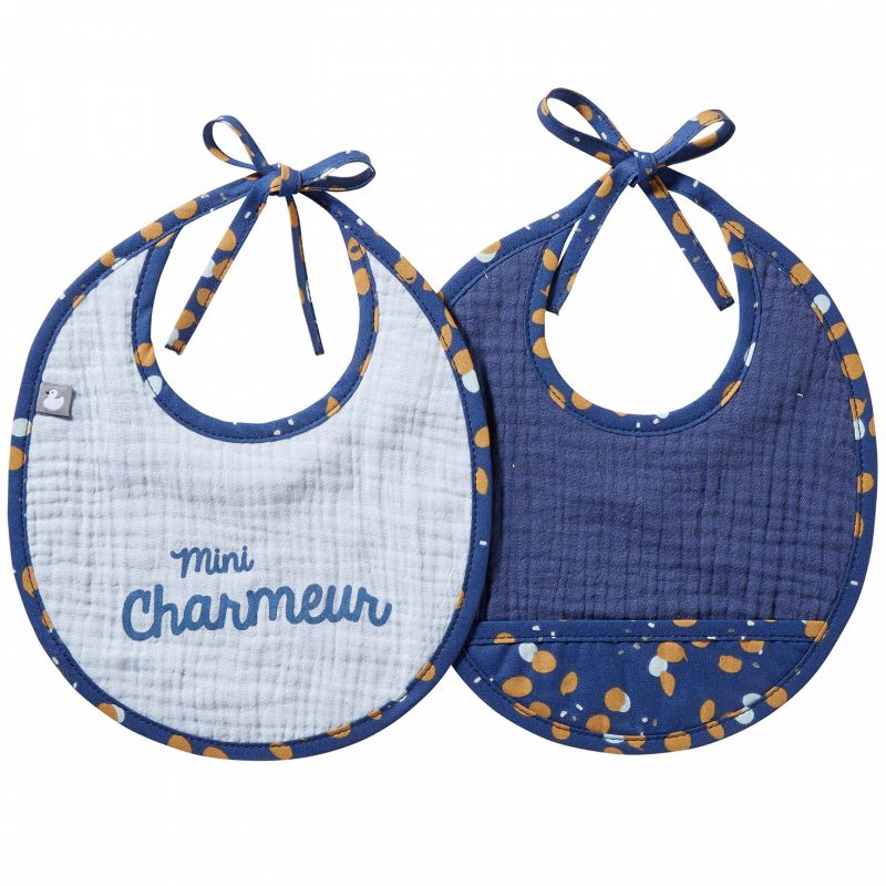 Lot de 2 bavoirs de naissance indigo Stardust BB & Co