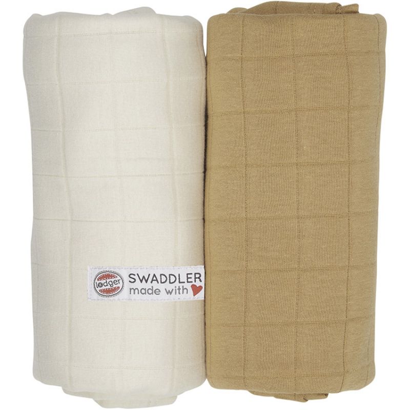 Lot de 2 maxi langes ivoire et miel (120 x 120 cm) Lodger