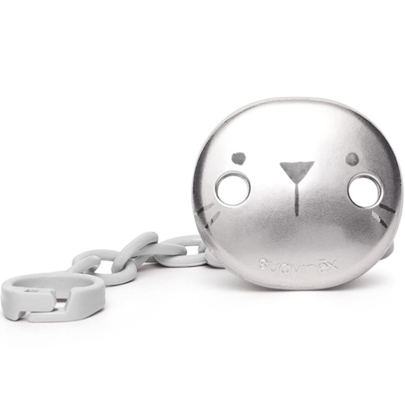 Attache sucette Hygge Baby lapin gris métallisé Suavinex