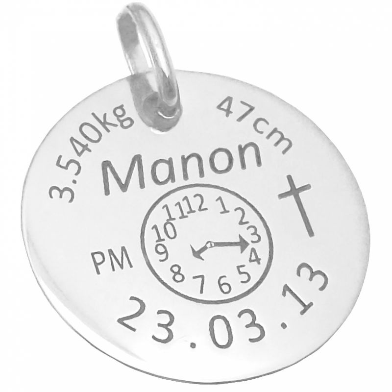 Médaille personnalisable avec croix (argent 925°) Alomi