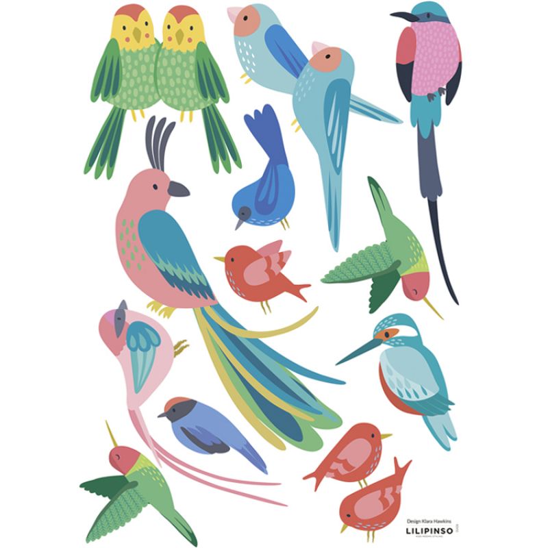Planche de stickers Oiseaux Rio Lilipinso