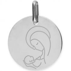 Médaille Vierge à l'enfant personnalisable (or blanc 750°)