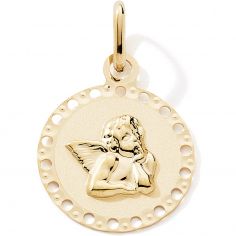 Médaille ronde Ange (or jaune 9 carats) - Baby bijoux