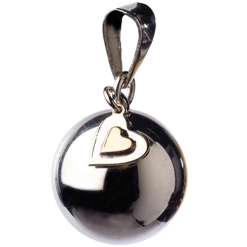 Bola sur cordon noir petit coeur argenté Bola