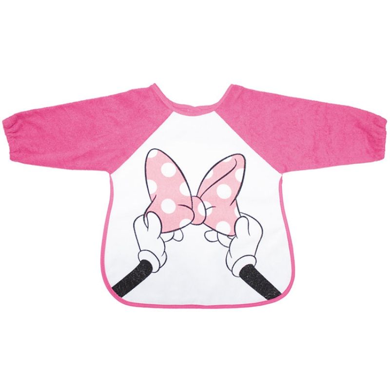 Bavoir tablier à manches Minnie noeud rose Babycalin