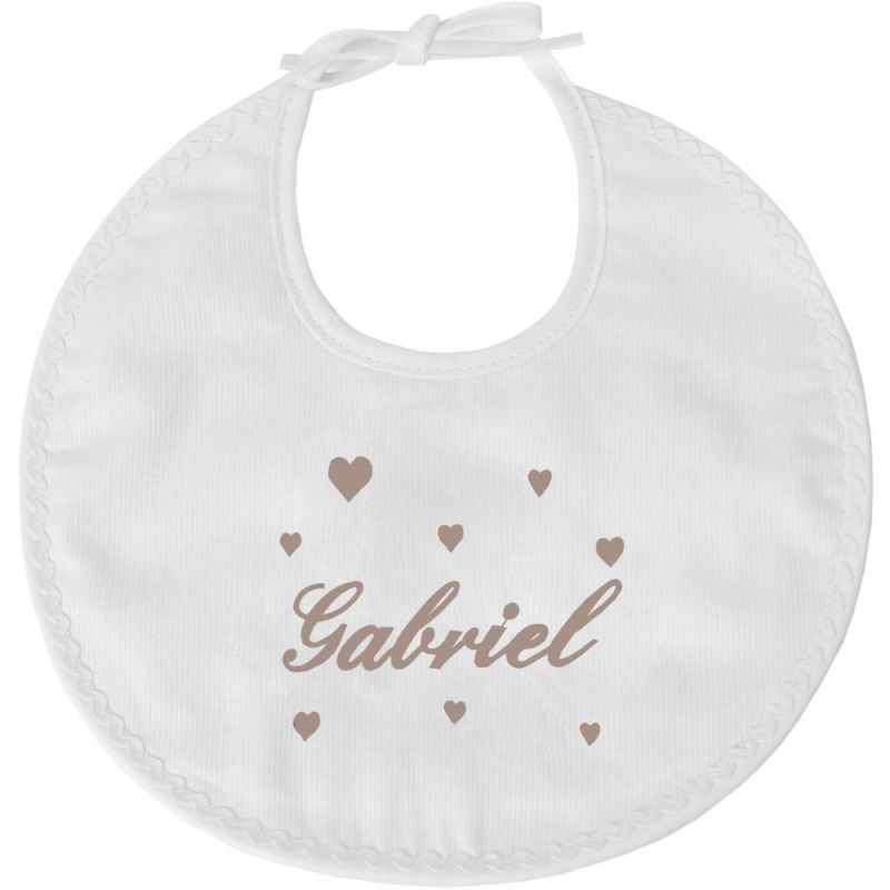 Bavoir de naissance coeur taupe (personnalisable) ANVIE