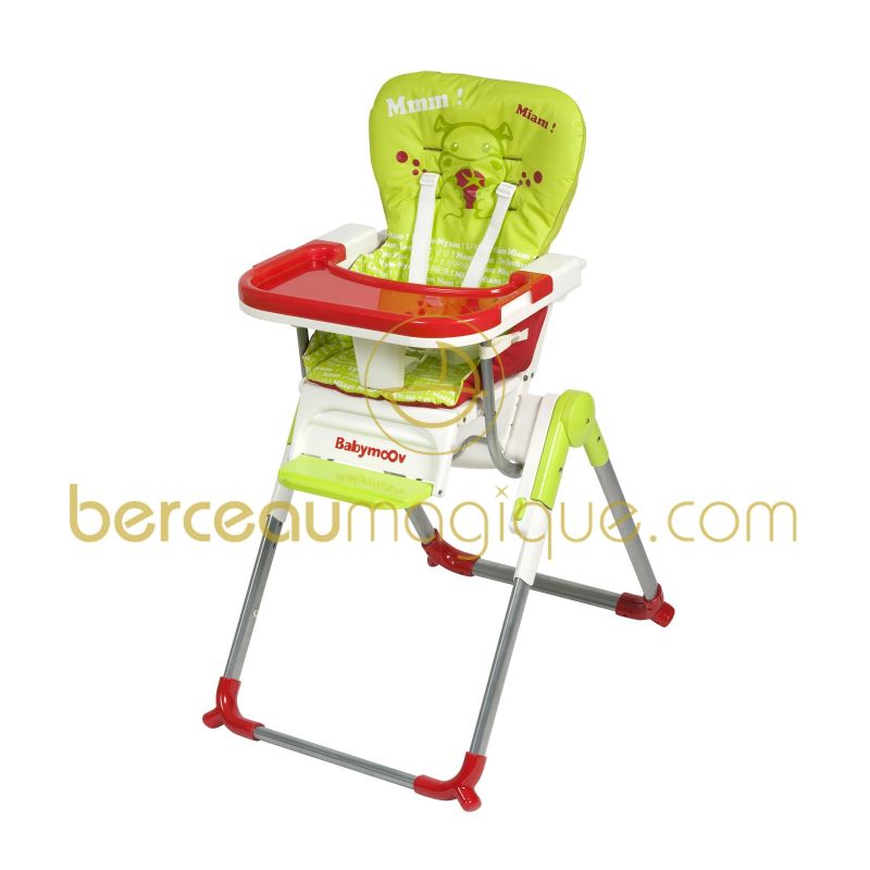 Chaise haute Slim verte et rouge Babymoov